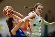 23 January 2018; Aisling Bruen of Carrick On Shannon in action against Zoe O'Sullivan of Colaiste Pobail Setanta during the Subway All-Ireland Schools U19C Girls Cup Final match between Carrick On Shannon and Colaiste Pobail Setanta at the National Basketball Arena in Tallaght, Dublin. Photo by David Fitzgerald/Sportsfile