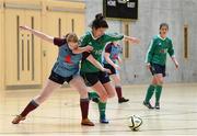23 January 2018; Megan Kelliher of Limerick IT in action against Kellie Murphy Feeley of GMIT Galway during the CUFL Women’s Futsal Final group 2 match between Limerick IT and GMIT Galway at Waterford IT Arena in Waterford. Photo by Matt Browne/Sportsfile