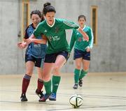 23 January 2018; Megan Kelliher of Limerick IT in action against Emily Doyle of GMIT Galway during the CUFL Women’s Futsal Final group 2 match between Limerick IT and GMIT Galway at Waterford IT Arena in Waterford. Photo by Matt Browne/Sportsfile