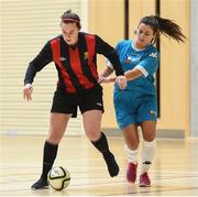 23 January 2018; Lolly Conlon of Carlow IT in action against Eimear Lafferty of Maynooth University during the CUFL Women’s Futsal Final cup match between Carlow IT and Maynooth University at Waterford IT Arena in Waterford. Photo by Matt Browne/Sportsfile
