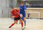 23 January 2018; Ciara Rossiter of Waterford IT in action against Catherine Hyndman of IT Sligo during the CUFL Women’s Futsal Final cup match between Waterford IT and IT Sligo at Waterford IT Arena in Waterford. Photo by Matt Browne/Sportsfile