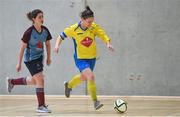 23 January 2018; Aisling Frawley of DCU in action against Rachel Lynch of GMIT Galway during the CUFL Women’s Futsal Final shield match between DCU and GMIT Galway at Waterford IT Arena in Waterford. Photo by Matt Browne/Sportsfile