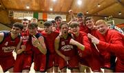 23 January 2018; Templeogue College players celebrate following their side's victory in the Subway All-Ireland Schools U19A Boys Cup Final match between St Malachy's Belfast and Templeogue College at the National Basketball Arena in Tallaght, Dublin. Photo by David Fitzgerald/Sportsfile