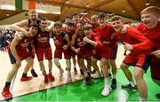 23 January 2018; Templeogue College players celebrate following their side's victory in the Subway All-Ireland Schools U19A Boys Cup Final match between St Malachy's Belfast and Templeogue College at the National Basketball Arena in Tallaght, Dublin. Photo by David Fitzgerald/Sportsfile