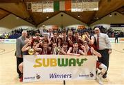 23 January 2018; Templeogue College players celebrate following the Subway All-Ireland Schools U19A Boys Cup Final match between St Malachy's Belfast and Templeogue College at the National Basketball Arena in Tallaght, Dublin. Photo by David Fitzgerald/Sportsfile