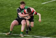23 January 2018; Conal Kervick of St Mary's CBS Enniscorthy is tackled by Brian Keogh of Scoil Chonglais Baltinglass during the Bank of Ireland Leinster Schools Fr. Godfrey Cup 2nd Round match between St Mary's CBS Enniscorthy v Scoil Chonglais Baltinglass at Donnybrook Stadium in Dublin. Photo by Eóin Noonan/Sportsfile