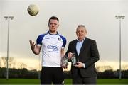 23 January 2018; Celtic Pure, the Irish natural spring water company, today announced a new sponsorship of the Monaghan senior football team as a Tier Two jersey sponsor. With hydration being a key pillar of sports performance, this role sees Celtic Pure lend extended support to the Monaghan set-up and is a step up from their previous status as official water partner. They will continue to ensure the provision of water for training and match days throughout the year for the team. Pictured are Padraig McEneaney, CEO Celtic Pure, and Rory Beggan of Monaghan at Monaghan GAA Training Grounds in Cloghan, Co. Monaghan. Photo by Sam Barnes/Sportsfile