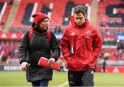 21 January 2018; Munster head coach Johann van Graan and Fiona Murphy, Munster Rugby Communications Manager, prior to the European Rugby Champions Cup Pool 4 Round 6 match between Munster and Castres at Thomond Park in Limerick. Photo by Stephen McCarthy/Sportsfile