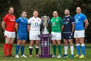 24 January 2018; Six nations team captains from left, Alun Wyn Jones, Wales, Guilhem Guirado France, Dylan Hartley, England, along with Rory Best, Ireland, John Barclay, Scotland and Sergio Paresse, Italy at the Natwest Six Nations 2018 launch at Syon Park in London, England. Photo by Ian Walton/Sportsfile