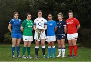 24 January 2018; Six nations team captains from left, Gaelle Hermet France, Ciara Griffin, Ireland with Sarah Hunter, England, Sara Barattin, Italy, along with Lisa Martin, Scotland and Carys Phillips, Wales at the Natwest Six Nations 2018 launch at Syon Park in London, England. Photo by Ian Walton/Sportsfile