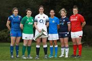 24 January 2018; Six nations team captains from left, Gaelle Hermet France, Ciara Griffin, Ireland with Sarah Hunter, England, Sara Barattin, Italy, along with Lisa Martin, Scotland and Carys Phillips, Wales at the Natwest Six Nations 2018 launch at Syon Park in London, England. Photo by Ian Walton/Sportsfile