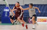 24 January 2018; Enya Maguire of Ulidia Integrated in action against Lauren Devitt of Loreto Stephen's Green during the Subway All-Ireland Schools U19B Girls Cup Final match between Ulidia Integrated and Loreto Stephen's Green at the National Basketball Arena in Tallaght, Dublin. Photo by Eóin Noonan/Sportsfile