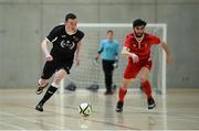 24 January 2018; Brian Gillen of National College of Ireland in action against Kieran McDaid of IT Carlow during the CUFL Men’s Futsal Finals at Waterford IT Arena in Waterford. Photo by Diarmuid Greene/Sportsfile