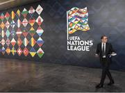 24 January 2018: Republic of Ireland manager Martin O'Neill after the UEFA Nations League Draw in Lausanne, Switzerland. Photo by Stephen McCarthy / UEFA via Sportsfile