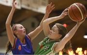 24 January 2018; Emma Broadrick of Muckross Park College in action against Rachel Killgallen of Presentation SS Tralee during the Subway All-Ireland Schools U16B Girls Cup Final match between Muckross Park College and Presentation SS Tralee at the National Basketball Arena in Tallaght, Dublin. Photo by Eóin Noonan/Sportsfile