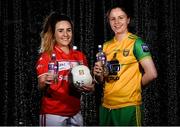 24 January 2018; Lidl Ireland today announced a third year of partnership with the Ladies Gaelic Football Association. The next phase of the campaign will see Lidl investing further in the LGFA where it matters most at local level and in the community. This is where #SeriousSupport is born and nurtured through the dedication of a local community. To celebrate their third year of partnership with the LGFA, Lidl have today launched their new 6-pack of Carrick Glen Active Spring Water. 10 cents from each purchase will fund jerseys and equipment for U-18, or under, LGFA club teams. Nominate your local Ladies Gaelic Football club to win in any Lidl store nationwide, or via Lidl s Facebook Page. Throughout the year, Lidl will run various initiatives to benefit all levels of Ladies Gaelic Football, following on from the successful  Serious Starts Here  campaign in 2017. The new branded Carrick Glen Active Spring Water packs will hit Lidl stores next week. Pictured are Ladies Footballers Orlagh Farmer of Cork, left, and Roisin Friel of Donegal, at Lidl Head Office, Tallaght, Dublin. Photo by Seb Daly/Sportsfile