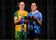 24 January 2018; Lidl Ireland today announced a third year of partnership with the Ladies Gaelic Football Association. The next phase of the campaign will see Lidl investing further in the LGFA where it matters most at local level and in the community. This is where #SeriousSupport is born and nurtured through the dedication of a local community. To celebrate their third year of partnership with the LGFA, Lidl have today launched their new 6-pack of Carrick Glen Active Spring Water. 10 cents from each purchase will fund jerseys and equipment for U-18, or under, LGFA club teams. Nominate your local Ladies Gaelic Football club to win in any Lidl store nationwide, or via Lidl s Facebook Page. Throughout the year, Lidl will run various initiatives to benefit all levels of Ladies Gaelic Football, following on from the successful  Serious Starts Here  campaign in 2017. The new branded Carrick Glen Active Spring Water packs will hit Lidl stores next week. Pictured are Ladies Footballers Roisin Friel of Donegal, left, and Sinead Goldrick of Dublin, at Lidl Head Office, Tallaght, Dublin. Photo by Seb Daly/Sportsfile