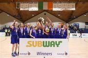 24 January 2018; Presentation SS Tralee celebrate after the Subway All-Ireland Schools U16B Girls Cup Final match between Muckross Park College and Presentation SS Tralee at the National Basketball Arena in Tallaght, Dublin. Photo by Eóin Noonan/Sportsfile