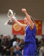 24 January 2018; Rachel Killgallen of Presentation SS Tralee lifing the trophy after the Subway All-Ireland Schools U16B Girls Cup Final match between Muckross Park College and Presentation SS Tralee at the National Basketball Arena in Tallaght, Dublin. Photo by Eóin Noonan/Sportsfile