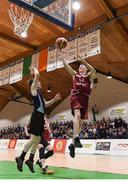 24 January 2018; Matthew Tierney of St Pauls Oughterard scoring a layup despite the efforts of Oscar Brown of St Vincents Castleknock College during the Subway All-Ireland Schools U19B Boys Cup Final match between St Pauls Oughterard and St Vincents Castleknock College at the National Basketball Arena in Tallaght, Dublin. Photo by Eóin Noonan/Sportsfile