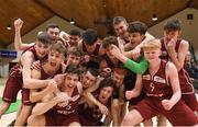 24 January 2018; St Pauls Oughterard players celebrate after the Subway All-Ireland Schools U19B Boys Cup Final match between St Pauls Oughterard and St Vincents Castleknock College at the National Basketball Arena in Tallaght, Dublin. Photo by Eóin Noonan/Sportsfile
