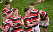 24 January 2018; Wesley College players celebrate after the Bank of Ireland Leinster Schools Vinnie Murray Cup Semi-Final match between CBC Monkstown Park and Wesley College at Donnybrook Stadium in Dublin. Photo by Piaras Ó Mídheach/Sportsfile