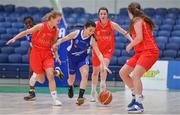 25 January 2018; Tara Nealon of Crescent Comprehensive in action against Ciara Byrne of Scoil Chríost Rí during the Subway All-Ireland Schools U16A Girls Cup Final match between Crescent Comprehensive, Limerick, and Scoil Chriost Rí, Portlaoise, Laois, at the National Basketball Arena in Tallaght, Dublin. Photo by Brendan Moran/Sportsfile