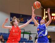 25 January 2018; Grainne O'Reilly of Scoil Chríost Rí in action against Tara Nealon of Crescent Comprehensive during the Subway All-Ireland Schools U16A Girls Cup Final match between Crescent Comprehensive, Limerick, and Scoil Chriost Rí, Portlaoise, Laois, at the National Basketball Arena in Tallaght, Dublin. Photo by Brendan Moran/Sportsfile