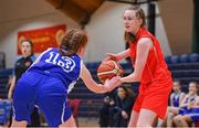 25 January 2018; Grainne O'Reilly of Scoil Chríost Rí in action against Amy O'Byrne of Crescent Comprehensive during the Subway All-Ireland Schools U16A Girls Cup Final match between Crescent Comprehensive, Limerick, and Scoil Chriost Rí, Portlaoise, Laois, at the National Basketball Arena in Tallaght, Dublin. Photo by Brendan Moran/Sportsfile