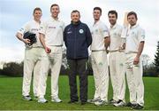 25 January 2018; In attendance during the Official Launch of Ireland’s First Ever Test Match, is Ireland manager Graham Ford, with Ireland Cricketers, from left, Kevin O'Brien, Peter Chase, George Dockrell, Andrew Balbirnie and Ed Joyce at Malahide Castle in Dublin. Photo by Sam Barnes/Sportsfile