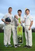25 January 2018; In attendance during the Official Launch of Ireland’s First Ever Test Match, are Ireland Cricketers, from left, Kevin O'Brien, Andrew Balbirnie and Ed Joyce at Malahide Castle in Dublin. Photo by Sam Barnes/Sportsfile