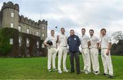 25 January 2018;  In attendance during the Official Launch of Ireland’s First Ever Test Match, is Ireland manager Graham Ford, with Ireland Cricketers, from left, Kevin O'Brien, Peter Chase, George Dockrell, Andrew Balbirnie and Ed Joyce at Malahide Castle in Dublin. Photo by Sam Barnes/Sportsfile