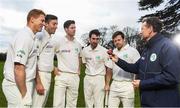 25 January 2018;  In attendance during the Official Launch of Ireland’s First Ever Test Match, is Ireland manager Graham Ford, right, with Ireland Cricketers, from left, Kevin O'Brien, Peter Chase, George Dockrell, Andrew Balbirnie and Ed Joyce at Malahide Castle in Dublin. Photo by Sam Barnes/Sportsfile