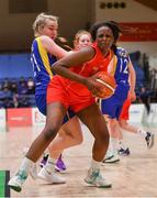 25 January 2018; Fatimah Akorede of Colaiste Chiaráin in action against Aine Fitzgerald of Christ King SS during the Subway All-Ireland Schools U19A Girls Cup Final match between Christ King Cork and Colaiste Chiarain, Leixlip, Kildare, at the National Basketball Arena in Tallaght, Dublin. Photo by Brendan Moran/Sportsfile