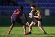 25 January 2018; Cameron Treacy of Patricians Newbridge in action against Kingsley Akinbode of Ballymakenny during the Pat Rossiter Cup Final match between Ballymakenny and Patricians Newbridge at Donnybrook Stadium in Dublin. Photo by David Fitzgerald/Sportsfile