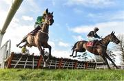 25 January 2018; Scarpeta, left, with Paul Townend up, clears the last alongside Daybreak Boy, with Dylan Robinson, who finished second, on their way to winning the Langton House Hotel Maiden Hurdle from at the Gowran Park Races in Gowran Park, Co Kilkenny. Photo by Matt Browne/Sportsfile
