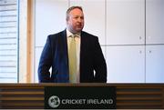 25 January 2018; Richard Holdsworth, Perfromance Director, Cricket Ireland, speaking during the Official Launch of Ireland’s First Ever Test Match at Malahide Castle in Dublin. Photo by Sam Barnes/Sportsfile