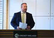 25 January 2018; Richard Holdsworth, Perfromance Director, Cricket Ireland, speaking during the Official Launch of Ireland’s First Ever Test Match at Malahide Castle in Dublin. Photo by Sam Barnes/Sportsfile