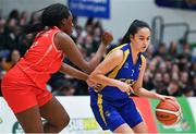 25 January 2018; Niamh Braham of Christ King SS in action against Fatimah Akorede of Colaiste Chiaráin during the Subway All-Ireland Schools U19A Girls Cup Final match between Christ King Cork and Colaiste Chiarain, Leixlip, Kildare, at the National Basketball Arena in Tallaght, Dublin. Photo by Brendan Moran/Sportsfile