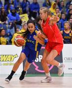 25 January 2018; Niamh Braham of Christ King SS in action against Ciara Mulleady of Colaiste Chiaráin during the Subway All-Ireland Schools U19A Girls Cup Final match between Christ King Cork and Colaiste Chiarain, Leixlip, Kildare, at the National Basketball Arena in Tallaght, Dublin. Photo by Brendan Moran/Sportsfile