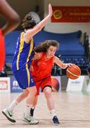 25 January 2018; Ciara Bracken of Colaiste Chiaráin in action against Meadhbh McCarthy of Christ King SS during the Subway All-Ireland Schools U19A Girls Cup Final match between Christ King Cork and Colaiste Chiarain, Leixlip, Kildare, at the National Basketball Arena in Tallaght, Dublin. Photo by Brendan Moran/Sportsfile