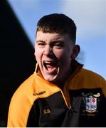 25 January 2018; Patricians Newbridge captain Sean Maher celebrates after his team mate Conor Martin scored his side's winning try during the Pat Rossiter Cup Final match between Ballymakenny and Patricians Newbridge at Donnybrook Stadium in Dublin. Photo by David Fitzgerald/Sportsfile