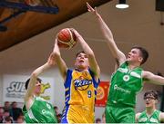 25 January 2018; Rapolas Buivydas of CBS The Green in action against Niall Morgan, left, and Denis Price of St Malachy's during the Subway All-Ireland Schools U16A Boys Cup Final match between St Mary's CBS The Green Tralee, Kerry, and St Malachy's, Belfast, Antrim, at the National Basketball Arena in Tallaght, Dublin. Photo by Brendan Moran/Sportsfile