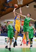 25 January 2018; Rapolas Buivydas of CBS The Green in action against Niall Morgan, left, and Denis Price of St Malachy's during the Subway All-Ireland Schools U16A Boys Cup Final match between St Mary's CBS The Green Tralee, Kerry, and St Malachy's, Belfast, Antrim, at the National Basketball Arena in Tallaght, Dublin. Photo by Brendan Moran/Sportsfile