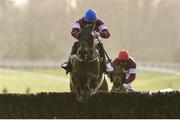 25 January 2018; Monbeg Notorius, with Jack Kennedy up, jump the last on their way to winning the Goffs Thyestes Handicap Steeplechase during the Gowran Park Races in Gowran Park, Co Kilkenny. Photo by Matt Browne/Sportsfile