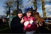 25 January 2018; Trainer of Monbeg Notorious Gordon Elliott, left, with jockey Jack Kennedy after the Goffs Thyestes Handicap Steeplechase at the Gowran Park Races in Gowran Park, Co Kilkenny. Photo by Matt Browne/Sportsfile