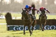 25 January 2018; Monbeg Notorius, with Jack Kennedy up, on their way to winning the Goffs Thyestes Handicap Steeplechase after jumping the last during the Gowran Park Races in Gowran Park, Co Kilkenny. Photo by Matt Browne/Sportsfile