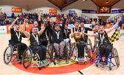 26 January 2018; The Ballybrack WBC team celebrate with the cup after the Hula Hoops IWA Wheelchair Basketball Final match between Killester WBC and Ballybrack WBC at the National Basketball Arena in Tallaght, Dublin. Photo by Brendan Moran/Sportsfile