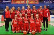 26 January 2018; The Brunell team prior to the Hula Hoops Under 20 Women’s National Cup Final match between Brunell and DCU Mercy at the National Basketball Arena in Tallaght, Dublin. Photo by Brendan Moran/Sportsfile