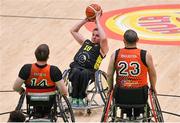 26 January 2018; Jason Ryan of Ballybrack Bulls WBC in action against Michael O'Cearra, left, and Paddy Forbes of Killester WBC during the Hula Hoops IWA Wheelchair Basketball Final match between Killester WBC and Ballybrack WBC at the National Basketball Arena in Tallaght, Dublin. Photo by Brendan Moran/Sportsfile